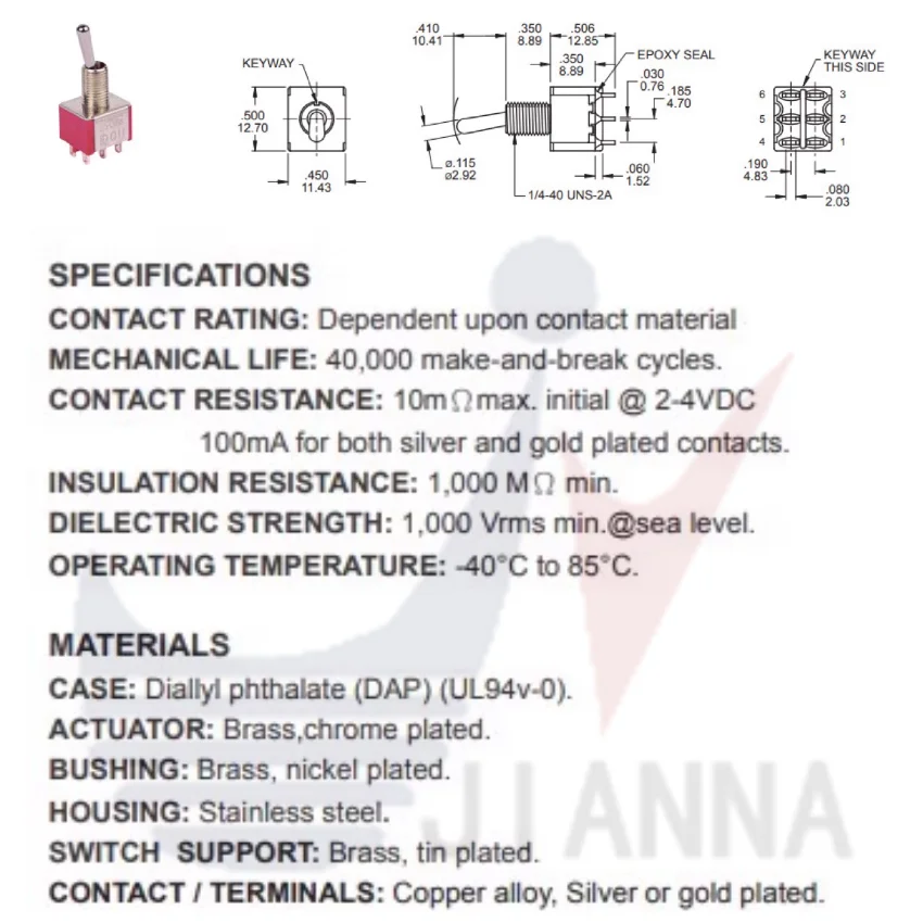 Deliway Q11 Toggle switch 1MD3T1B1M2QES 6-pin 3-speed shaking head rocker toggle switch