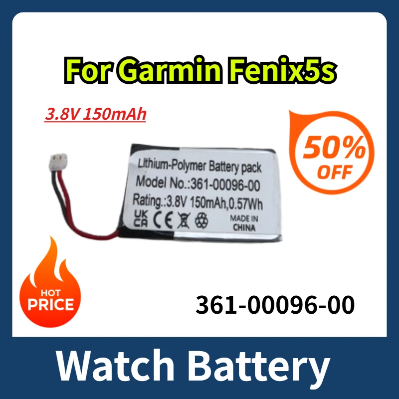 

3.8V 150mAh Watch Battery 361-00096-00 for Garmin Fenix5s