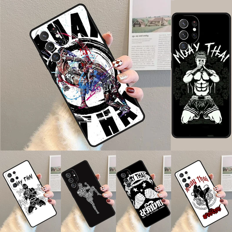 Cover For Samsung Galaxy S24 Ultra S21 S22 S8 S9 S10E Note 10 20 Plus FE S23 Muay Thai Kickboxing Fight Phone case Coque