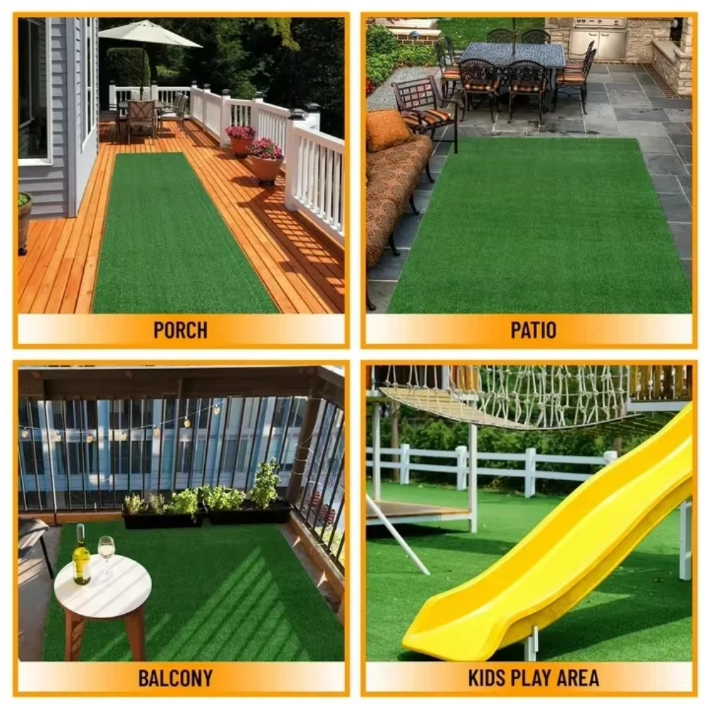Artificial Grass Turf Rug 6'6' X 9'2', Waterproof Outdoor Grass Carpet for Lawn, Backyard, Patio, Balcony, Garden, Deck, Play Area & Picnic Use, Realistic Synthetic Turf Mat, UV Resistant Fake Grass Rug, Easy Drainage, Low Maintenance Outdoor Flooring Mat - view 7