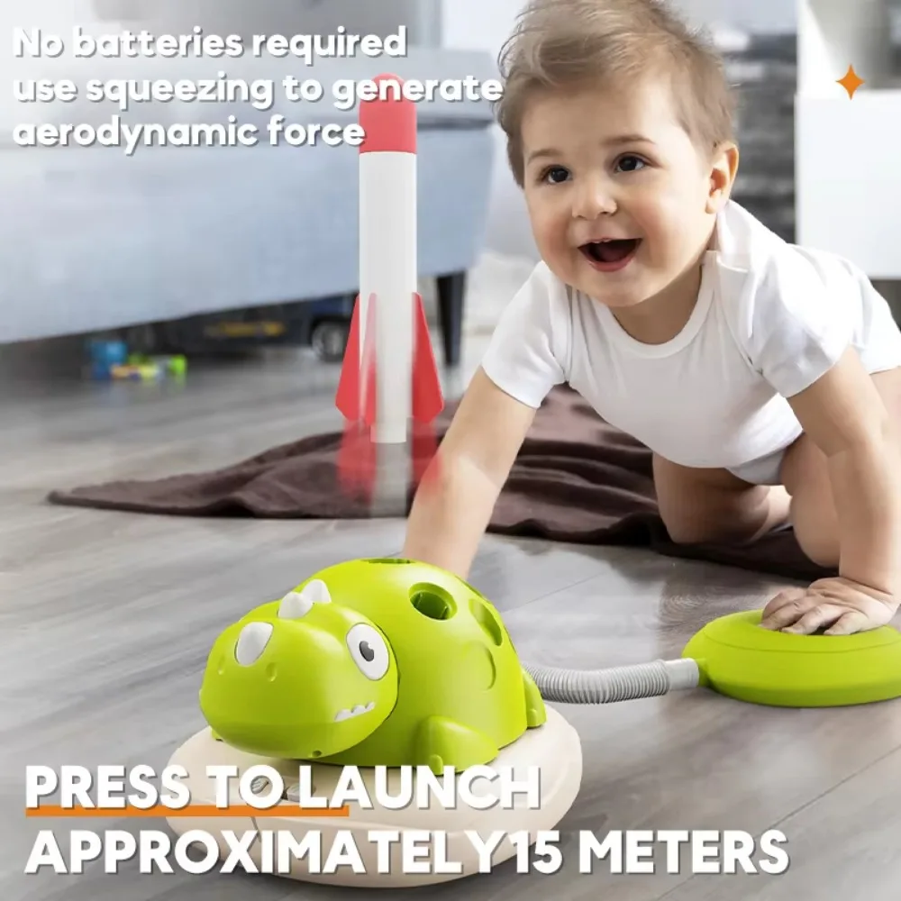 3 ใน 1 Musical Jump,Stomping Launch Rocket Launcher,ไดโนเสาร์ Rocket Launcher & แหวน Toss เกมกระโดดของเล่นเด็กของเล่นกีฬากลางแจ้ง