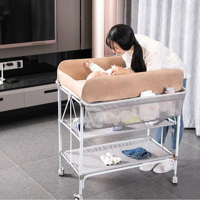 

Multifunctional Foldable Baby Care Table – Massage Shower Station, Diaper Changing Table with Drying Rack, Convenient Storage