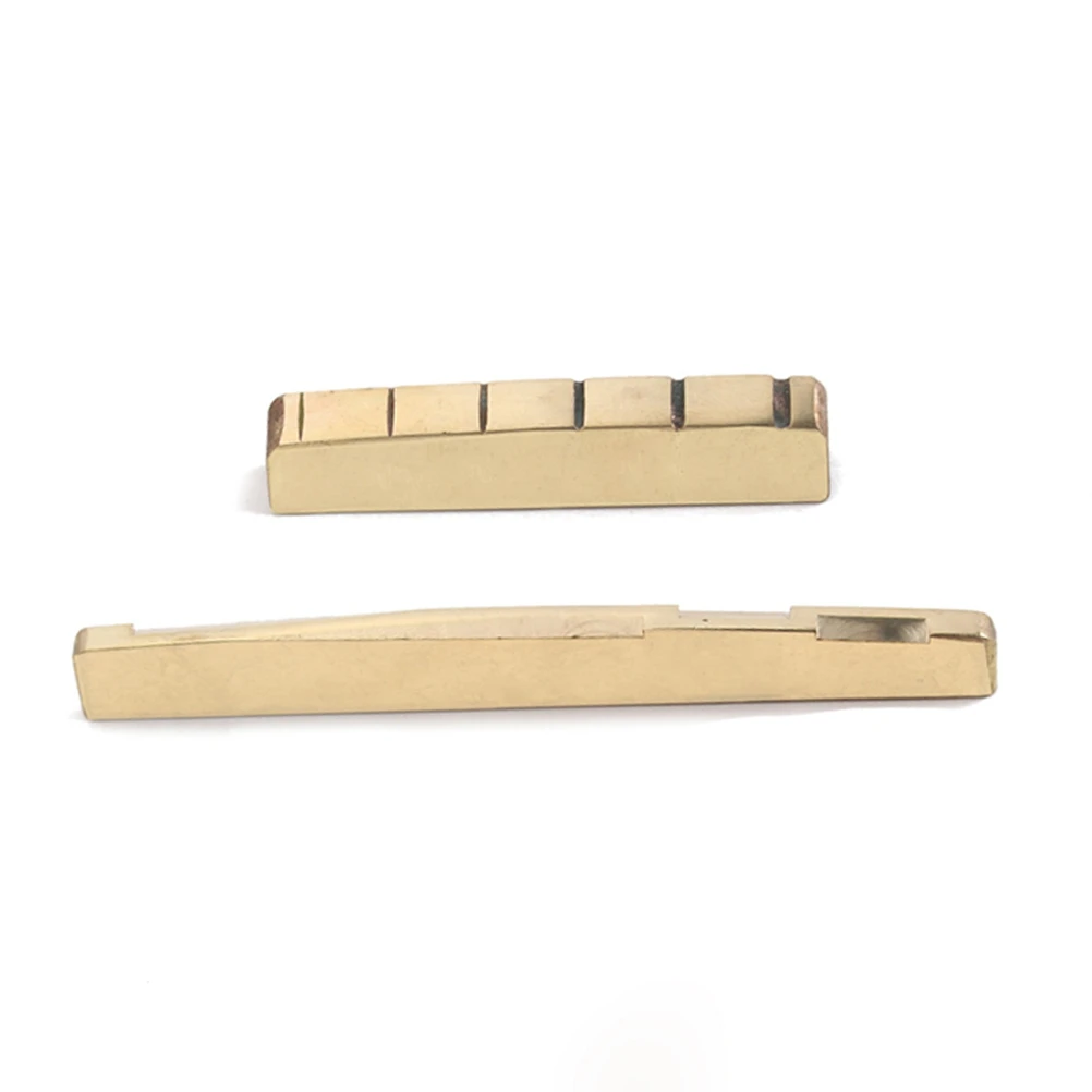 

Bass Guitar Skull Pillow Set Acoustic Bridge Brass Pearlescent Parts with Nut Golden