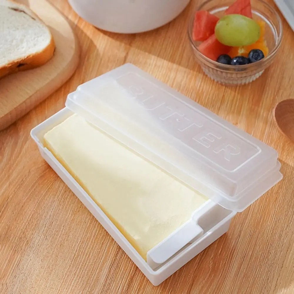 Plastics Butter Cut Storage Box Durable Dustproof Fresh-keeping Butter Box with Cutter Slicer Reusable Butter Dish Countertop