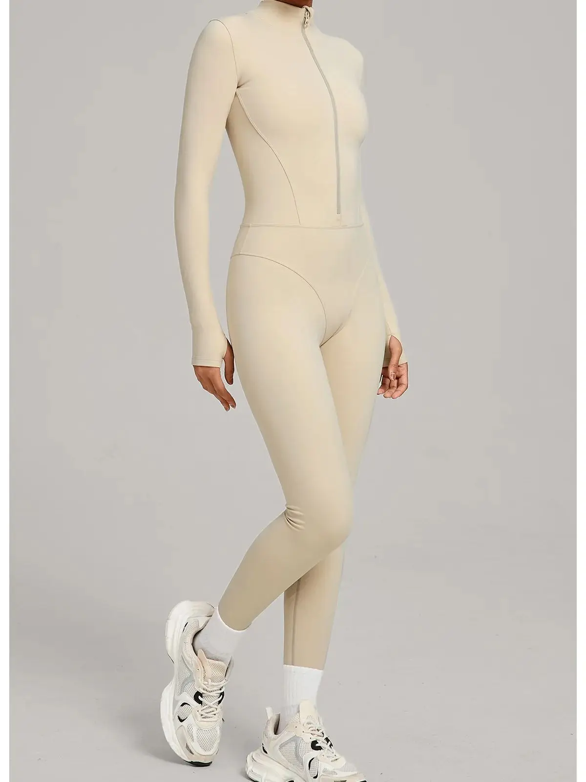 

Комбинезон для йоги, осень-зима, воротник-стойка, полумолния, флисовая одежда для фитнеса, уличное теплое боди, спортивный костюм для бега, тренажерного зала, женский