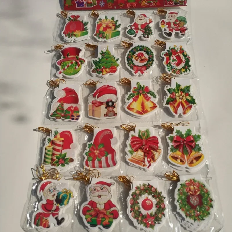 

50Pcs Pendant cards decoration Greeting card Christmas tree Santa hat DIY hand decoration gift cards Xmas Party 7*8.3CM