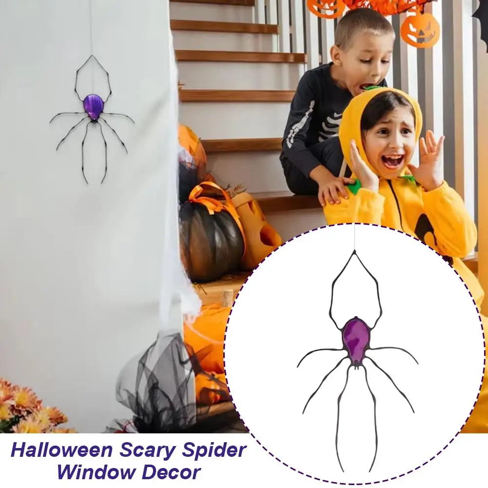 Halloween Spider Decor Scary Glowing Tricky Halloween Outdoor Decoration Props House Holiday Haunted Supplies Window Wall N6g3