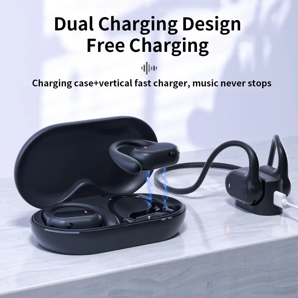 

Ear Hook Style Sports Earphones Bluetooth 5.3 Two charging modes Replaceable ear hook Wireless Headphones Smart Touch Earbuds