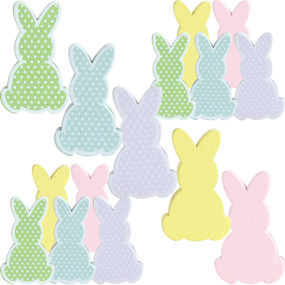 

24pcs Wooden Rabbit Bright Colored Natural Wood Loose Beads For Diy Craft Pre-Drilled Holes Jewelry Making Decoration Spacer