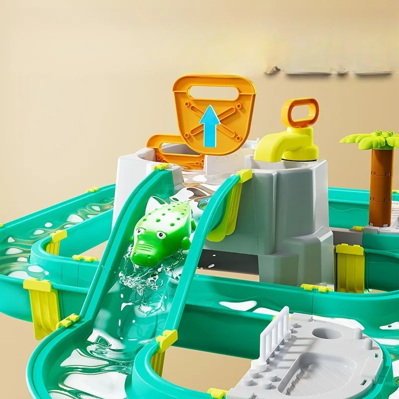 Mesa de água infantil com capa, conjunto de brinquedos para brincar ao ar livre para crianças de 3 a 5 anos 4-8 para jardim externo, piscina de praia