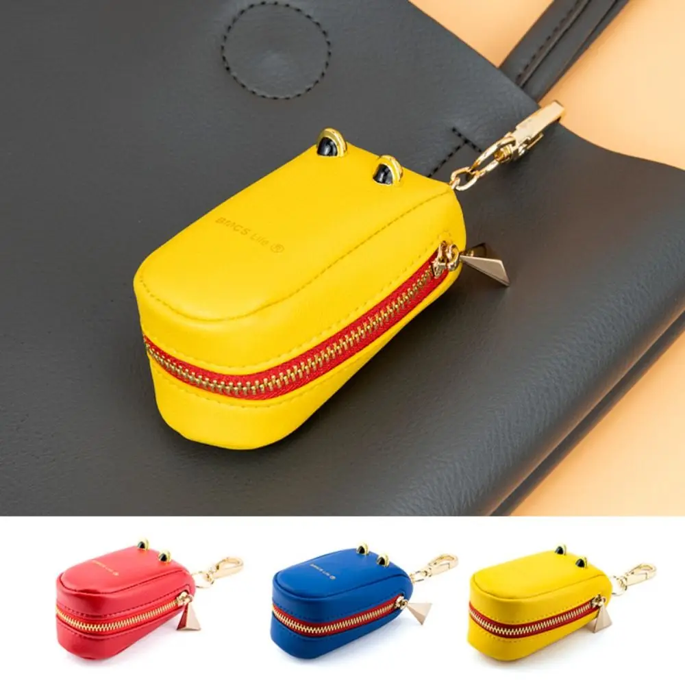 Gift Creative Car Key Case Cute Crocodile Mouth Shape Leather Key Fob Case Zipper Portable Mini Keychain Bag Coin Purse