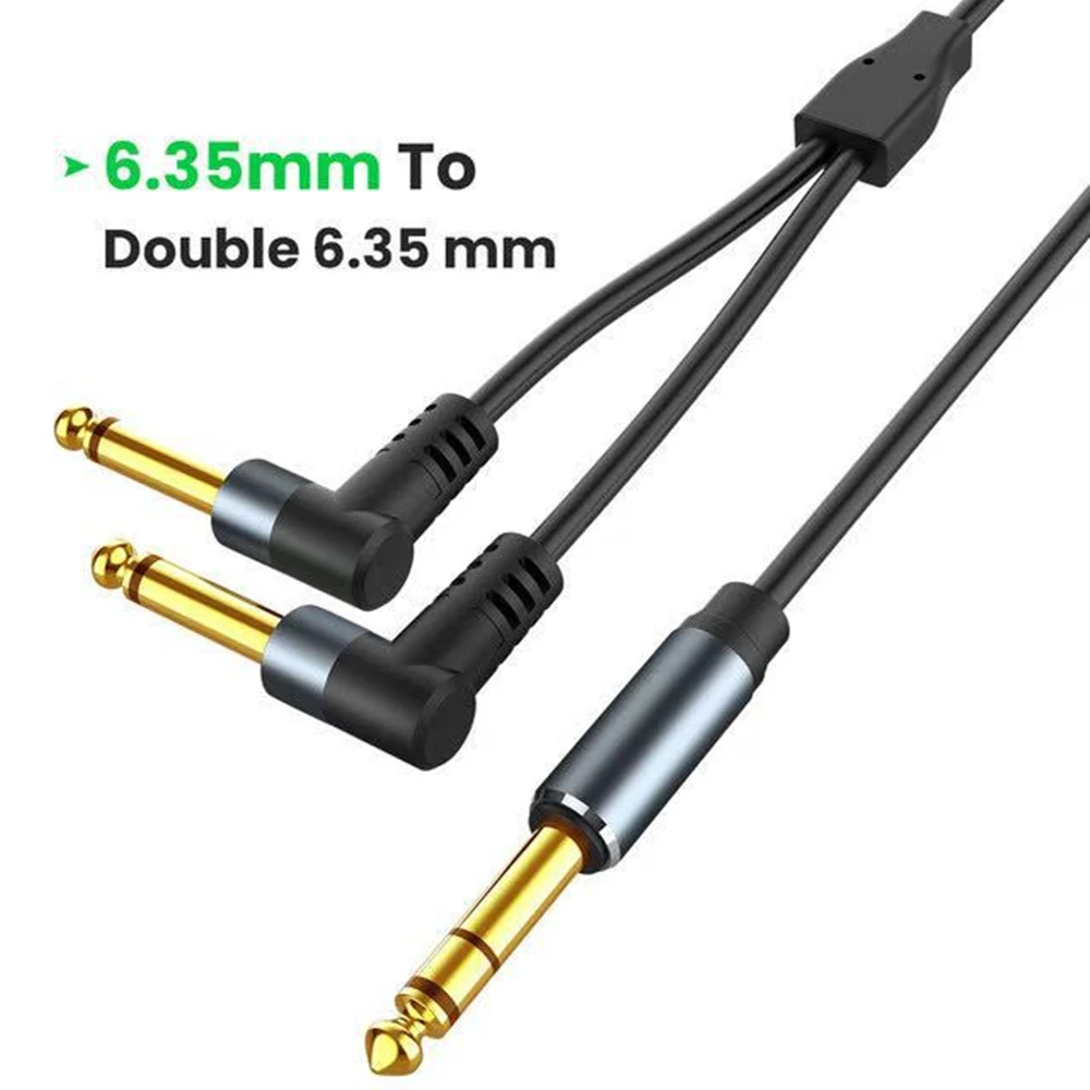 

TRS 6.35mm Stereo To Dual Right Angle 1/4" TS Mono Insert Cable 6.5mm 1/4" TRS Jack Y Splitter Audio Breakout Cable for Mixer