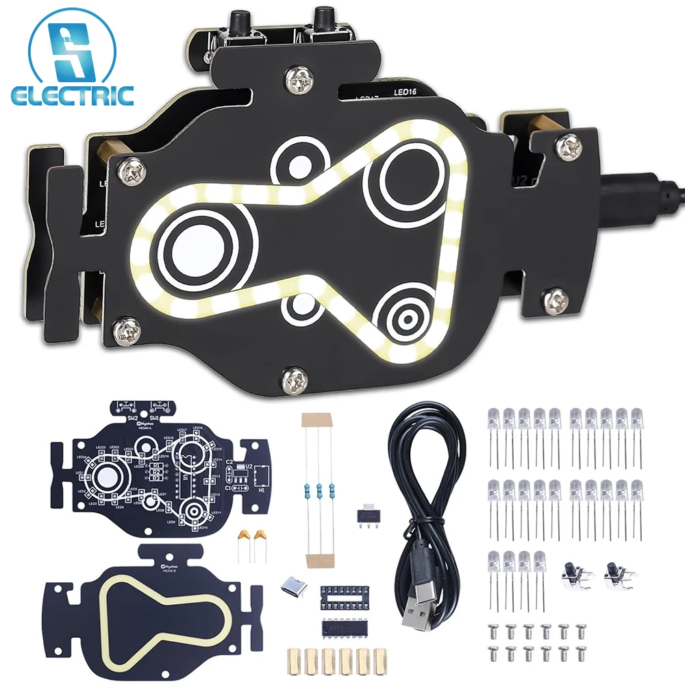 

Engine LED Light Kit DIY Engine Gear Light Soldering Practice Kit with 4 Lighting Effects Soldering Electronics Project for STEM