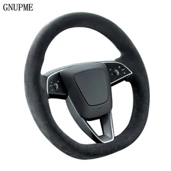 Hand Stitch Suede Car Steering Wheel Braid Cover For Tesla New Model 3 2023 Tesla Highland Steering Wheel Cover Car Accessories