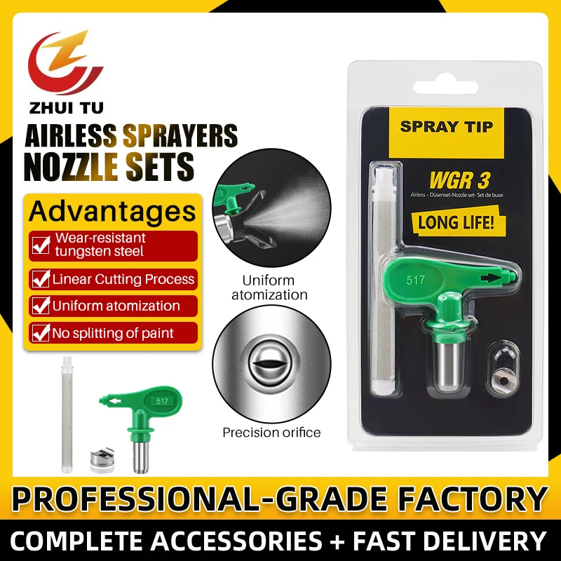 

Green 1Set Airless Spray Gun Tip + Airless Spray Filter Airbrush Paint Spray Tip Nozzle 517 Paint Sprayer Power Tool