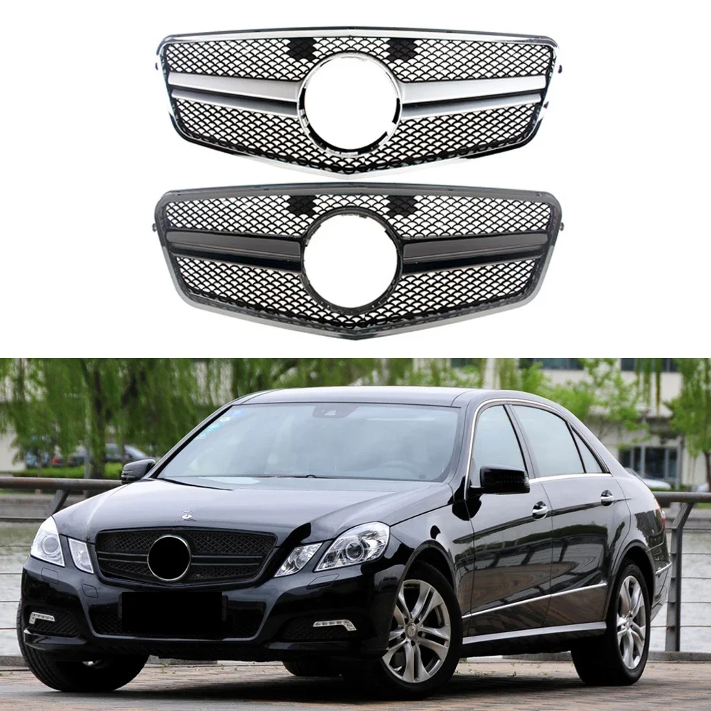 Front Bumper Racing Grill Billet Grille Cover For Mercedes-Benz W212 E-Class 2009-2013 Four Doors