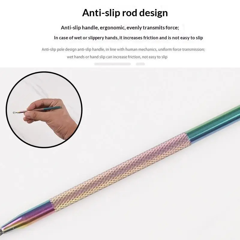 Holographic Stainless Steel Nail Remover Scraper Easy Operate Dual Ended Cuticle Pusher for Beginner DIY Nail Art Manicure