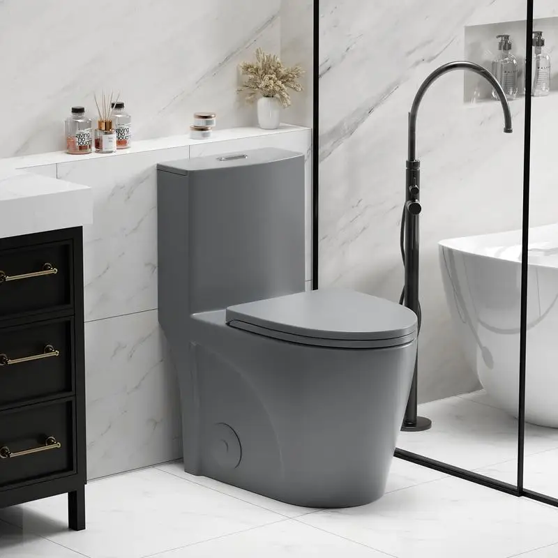 

1.1/1.6 GPF Tornado Flush One-Piece Toilet, Siphonic S-trap 12", Elongated Bowl with Soft Close Seat, Dual Flush MAP 1000g, ADA