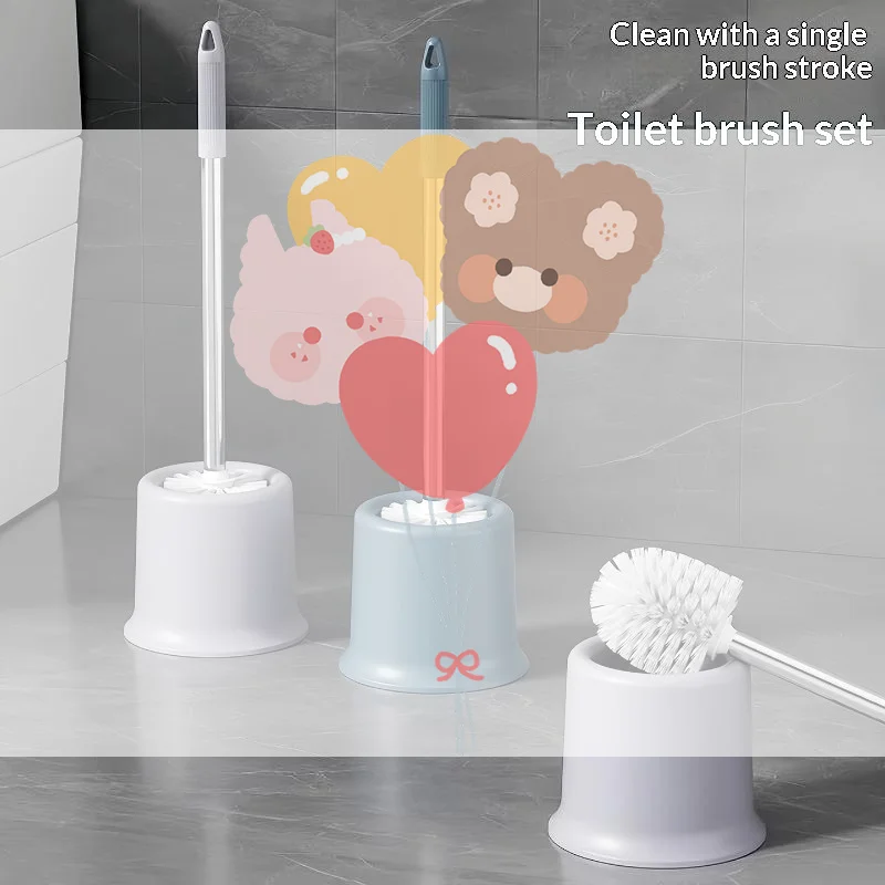 1 Set Bathroom Long Handle Kit Toilet Brush Household No Dead Ends Toilet Wash Toilet With Base Cleaner Squat Pit Wall Hanging