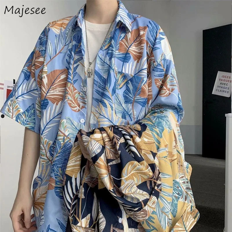

Hawaiian Shirts Men Summer Casual Print Fashion Holiday Beach Style Baggy Breathable Vintage Harajuku Youthful Couples Clothing
