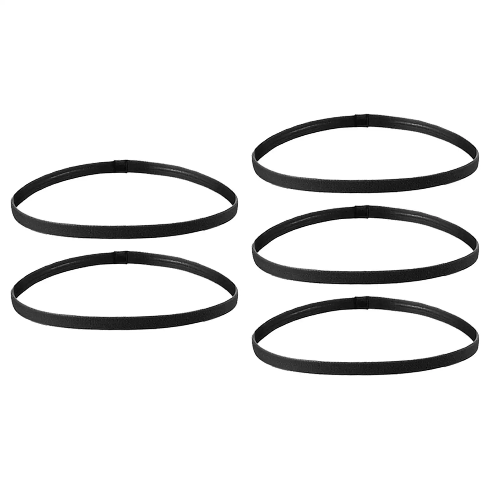 Diadema de entrenamiento elástica antideslizante de 5 piezas, banda para el sudor colorida, deporte para correr para mujeres, hombres, negro