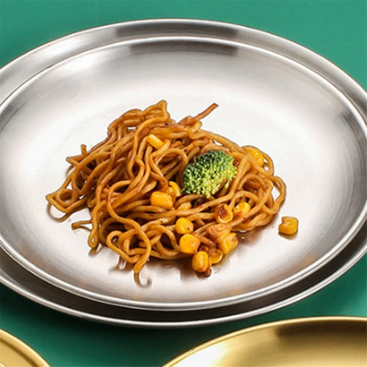 High-end 14cm Stainless Steel Bone Spitting Dish Silver Shallow Tray Metal Dining Disc Round Plate Dessert Tableware