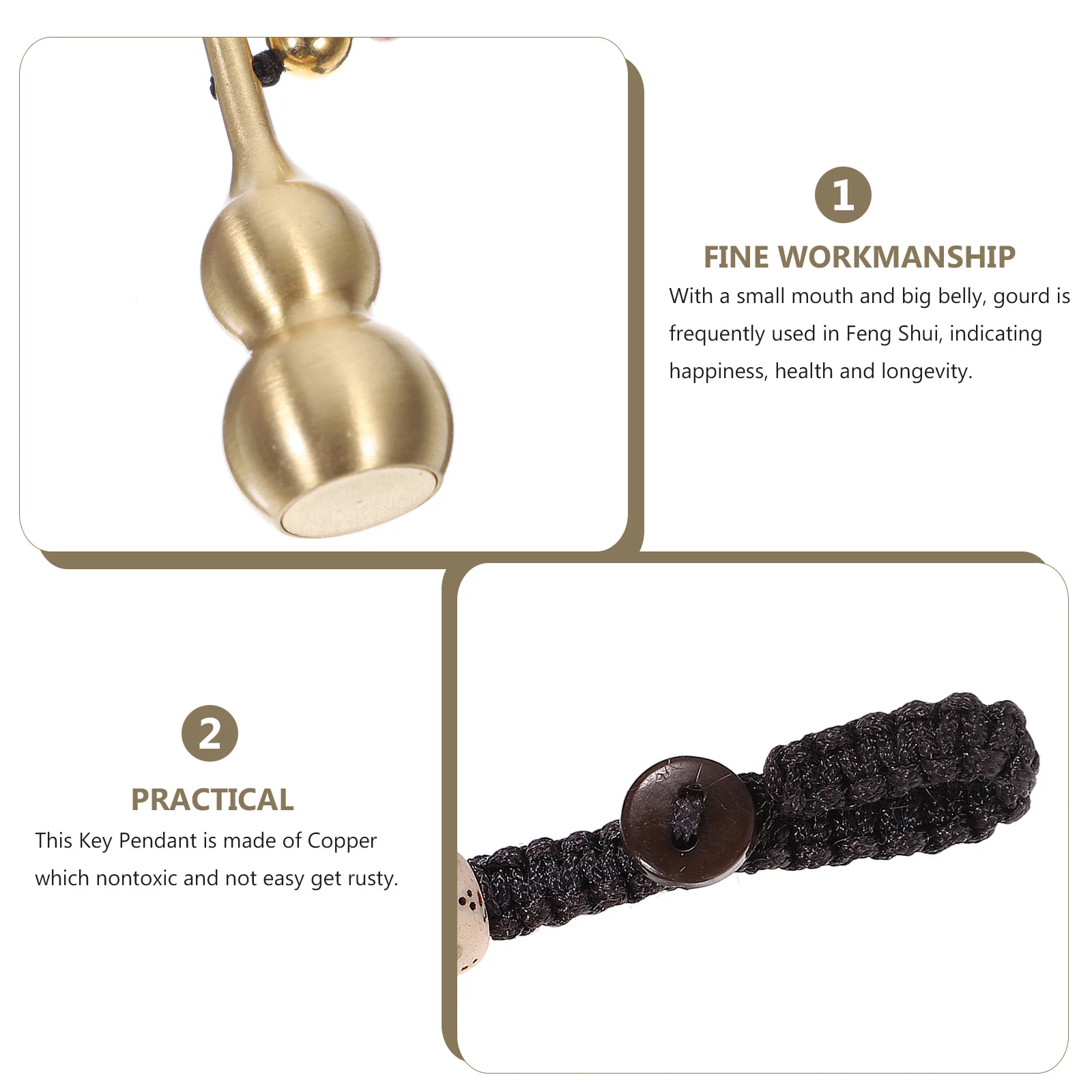 

Brass Gourd Pendant Small Size Hand Carved Gold Copper Feng Shui Decor For Living Room Car Key Hanging Gift Jewelry