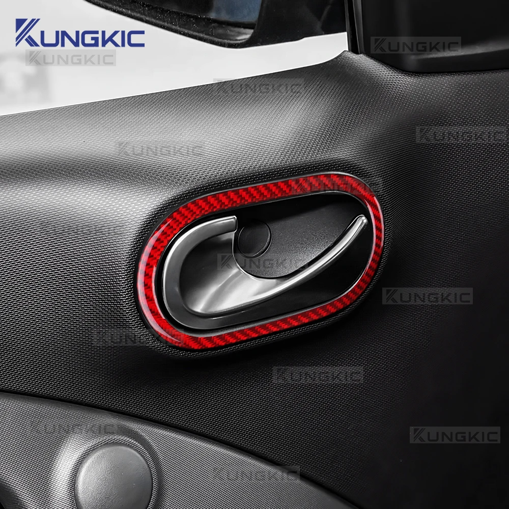 Real Soft Carbon Fiber For Mercedes Benz Smart 453 Fortwo Forfour 2016 2017 2018 2019 2020-2024 Car Door Handle Frame Stickers view 6