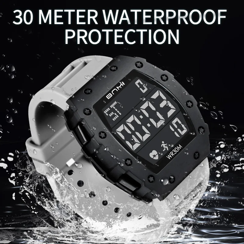 Men's Watch Fashion Silicone Outdoor Sports Waterproof Multi-function Luminous Display Electronics Digital Watches For Kids Boys