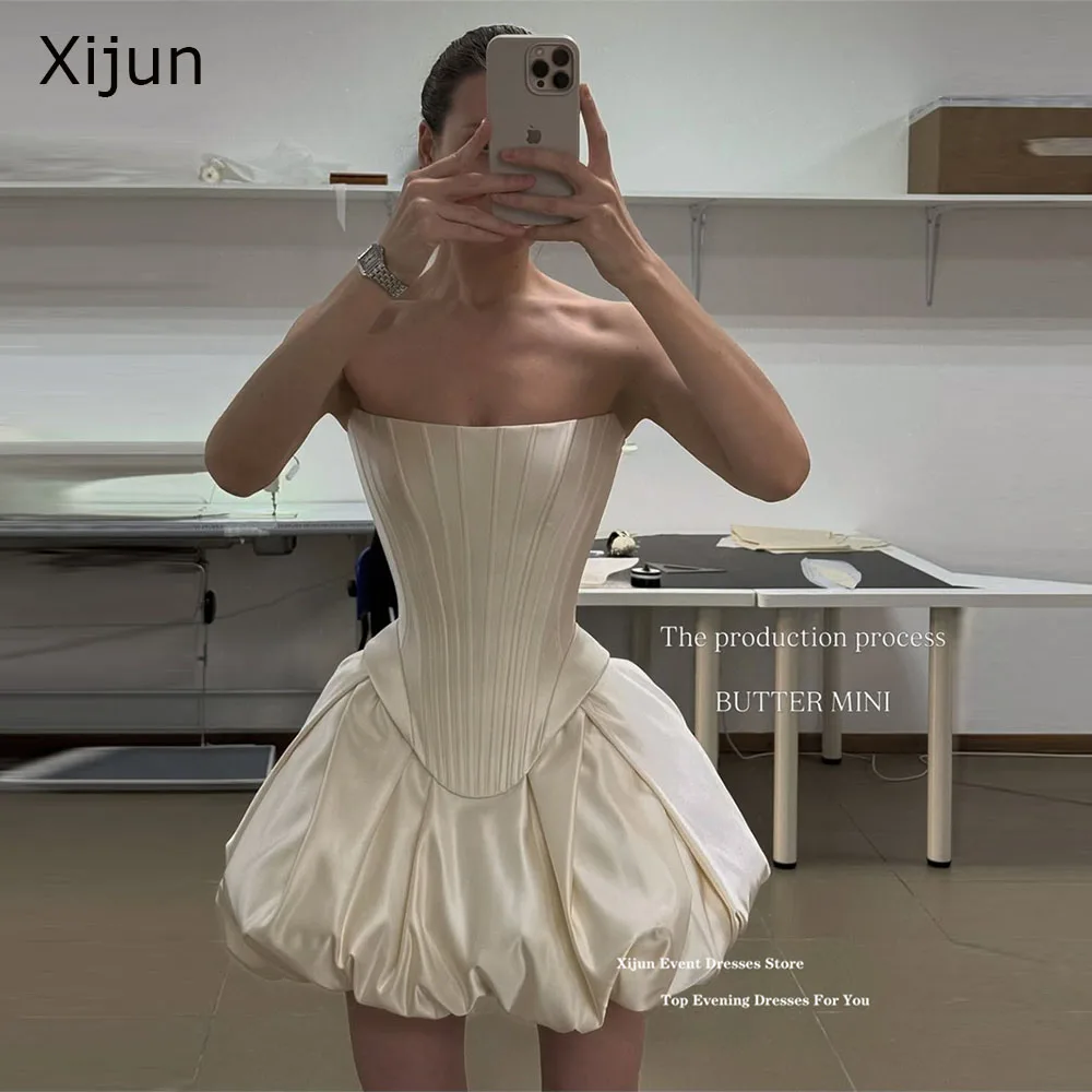 

Xijun Modern Ivory Short Wedding Dresses A-Line Corset Mini Bridal Gowns Sleeveless 2026 Formal After Party Gowns Customized