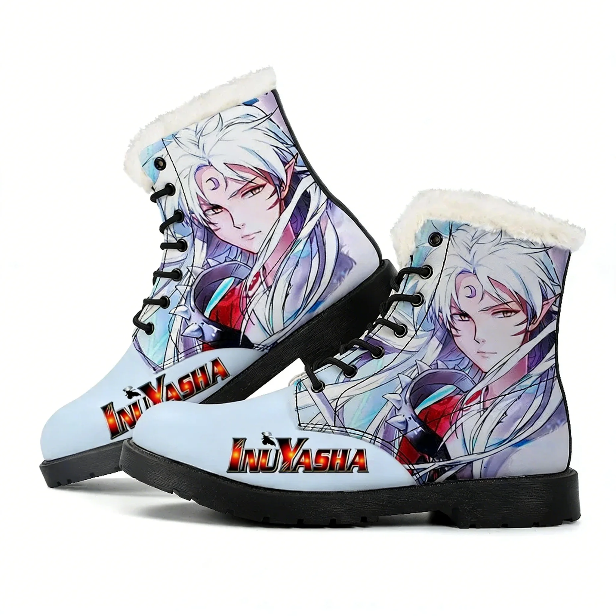 

Плюшевые ботинки Inuyasha Sesshomaru для мужчин, женщин и подростков, повседневные уличные легкие ботинки высокого качества с индивидуальным принтом на заказ