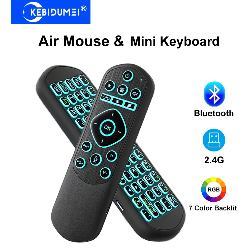 

Mini Wireless Air Mouse Keyboard 2.4G Bluetooth Dual Mode Keyboard 7 Colour Backlit IR Learning Remote Control For Laptop