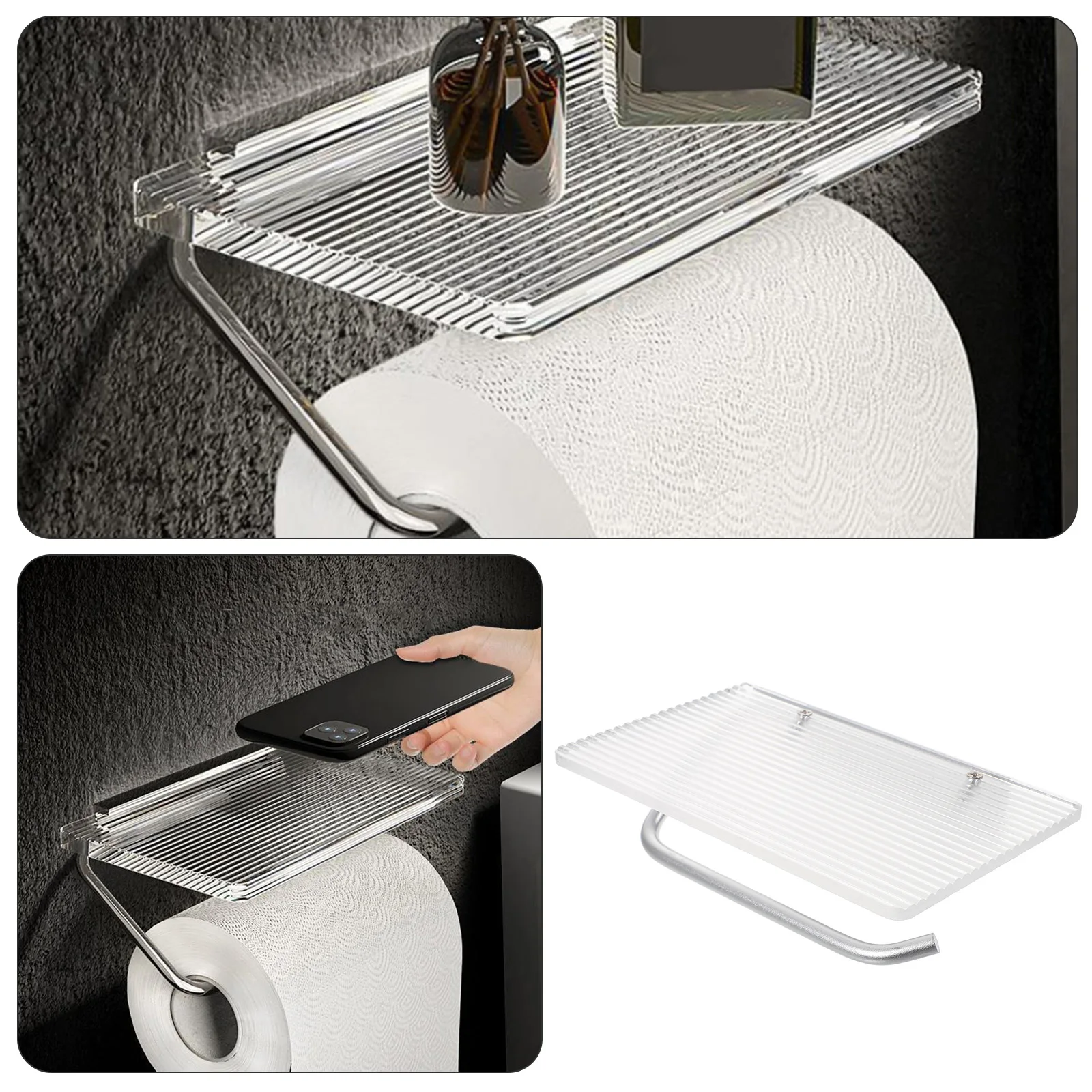 

Wall Mounted Tissue Storage Container Paper Holder Shelf Durable Iron Roll Paper Rack Bathroom Storage Wipes Container Tissue