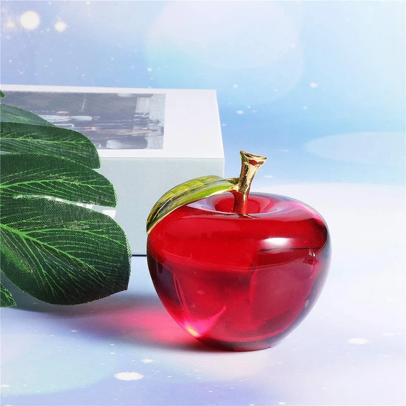 Crystal Apple Paperweight Pretty Crafts Art&Collection Christmas Gifts Home Wedding Decoration Table/Car Ornaments(A)