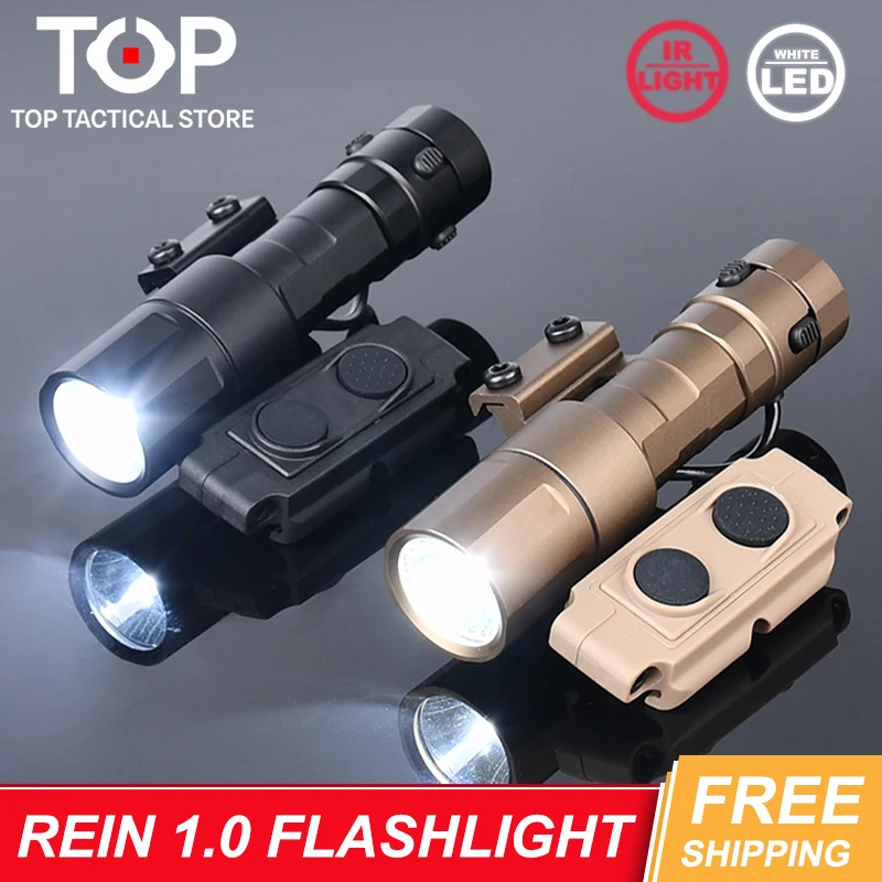 

Airsoft REIN2.0 Tactical Flashlight Rein2.0 1000LumensLED Light Dual Function Switch Fit20mm Picatinny Rail Weapon Hunting Light