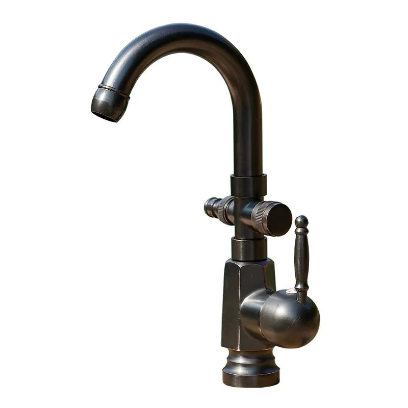 

Black outdoor faucet antifreeze courtyard single cold all-copper wash basin