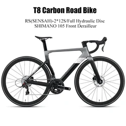 TWITTER T8 700X28C Full Carbon Road Bicycle 24 Speed Full Hydraulic Disc Brake Adult's Racing Bike With Carbon drop handlebar