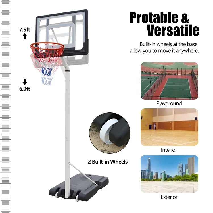 Supporto da basket alto 2,1-2,6 m diretto in fabbrica per bambini e allenamento giovanile Attrezzatura da campo di alta qualità