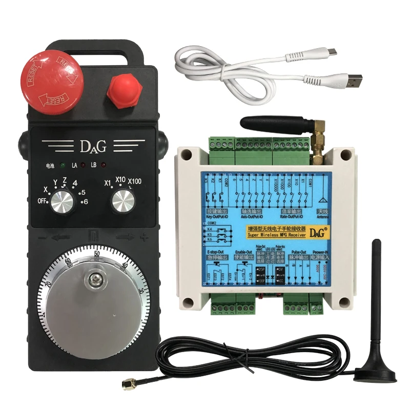 6 Axis Wireless Handwheel Manual Pulse Generator Mpg With Emergency Stop And Enable For Siem Mitsubishi Fanuc