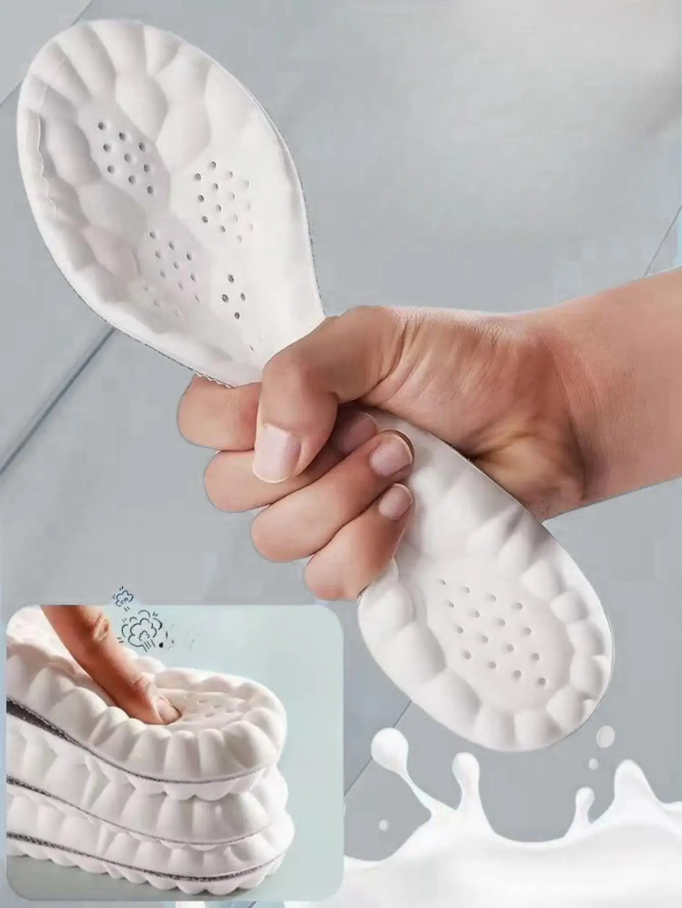 2Pcs Sport Insole Sweat Absorption And Breathable Thickening Shock Absorption Super Soft And Comfortable Elastic Insole image 3