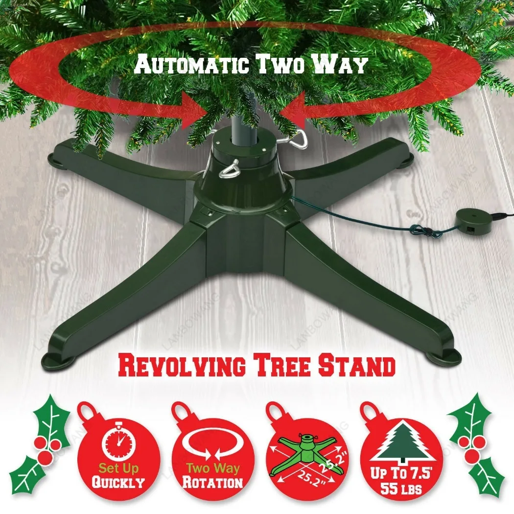 Short Version: Multi‑Spec Plug Large Electric Rotating Christmas Tree Stand Bidirectional Rotation Tree Base Bracket