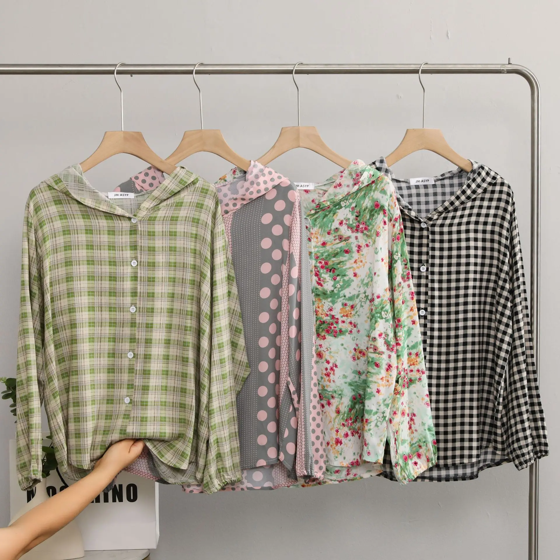 Summer Rayon Cotton Beach Cover Up Hoodie Long Sleeve Loose Kimono Floral Cardigan for Summer AC Office Wear Tops