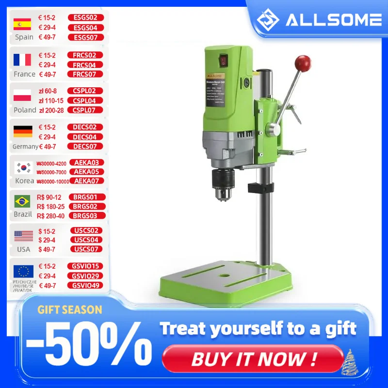 Drilled Allsome Miniq Mini Drilling Machine Drill Press Bench Small Electric