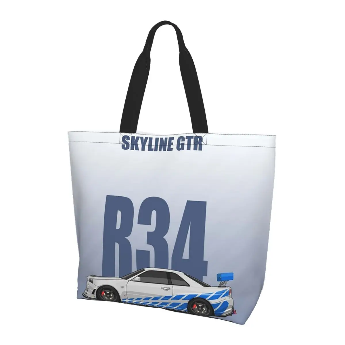 

Skyline GTR R34 Сумка для покупок Холщовая сумка на плечо большой вместимости Сумка-шоппер для продуктов для женщин