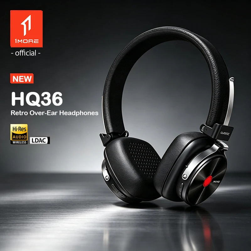 1MORE HQ36 オーバーイヤー型 ワイヤレスヘッドホン ANC Bluetooth V6.0 Hi-Resワイヤレス LDAC対応 折りたたみ式 軽量 60時間再生