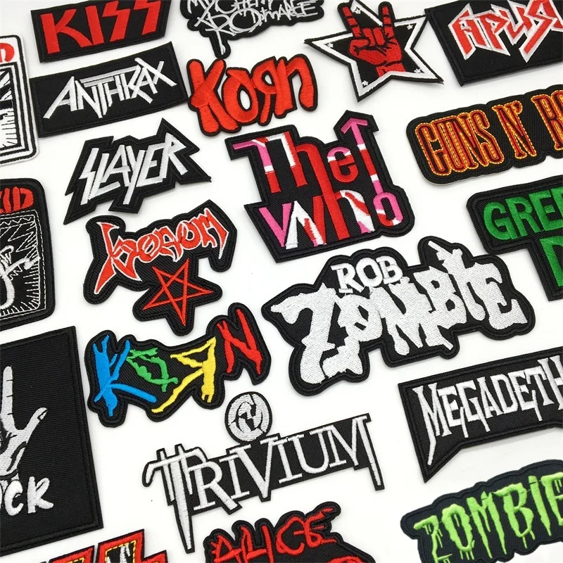 Rock Band Patches For Clothing Music Metal Punk Patches Appliques Iron on Badges Clothes Stickers DIY Sewing Embroideriy Stripes