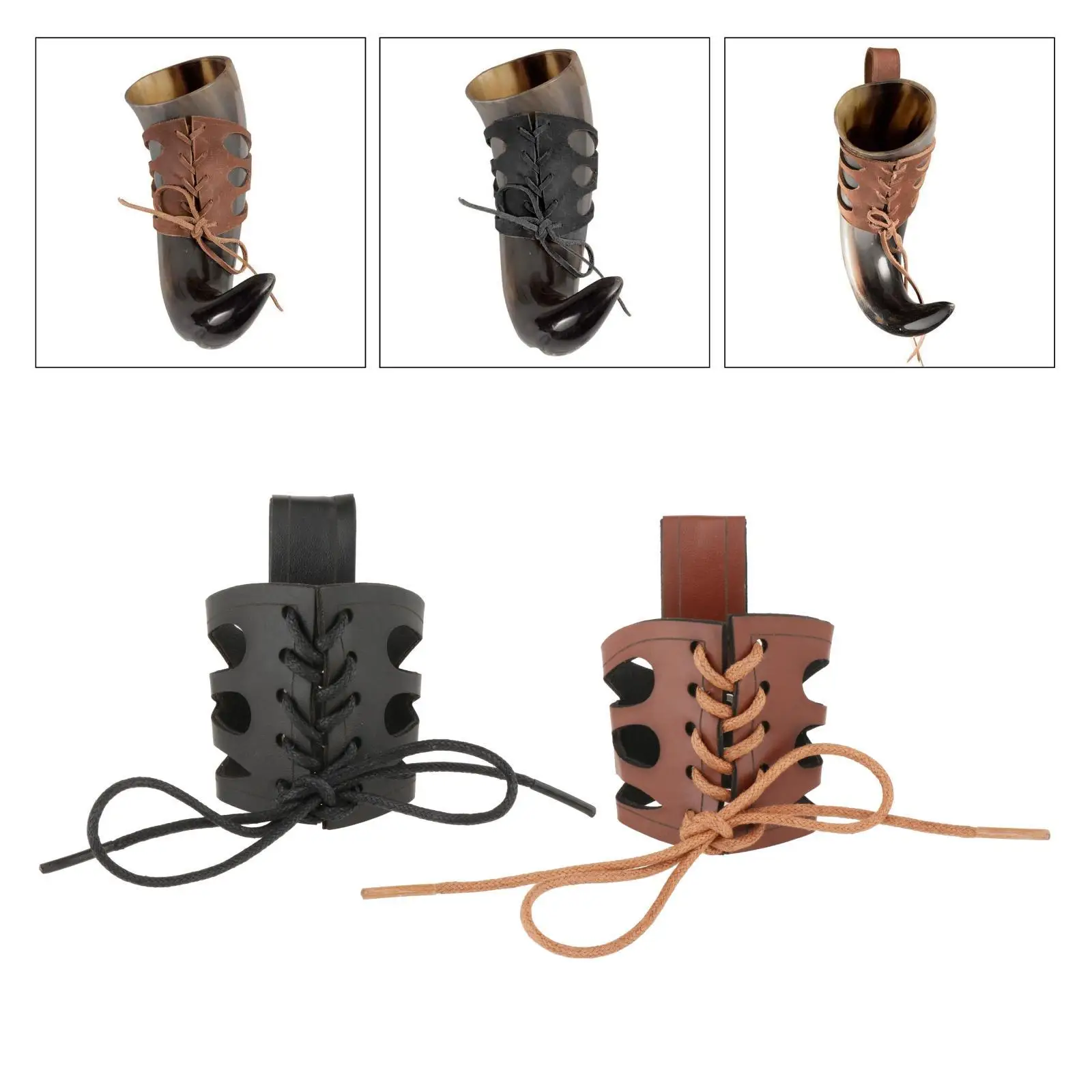 ที่วางแก้วรูปแตรวัว อุปกรณ์พกพาสำหรับเครื่องดื่ม ปลอกหุ้มแก้วรูปแตรวัว