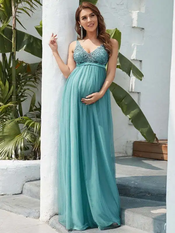 Sleeveless Maternity Photo Dress For Pregnant Tulle Woman's Evening Dress Long Pregnancy Shooting Dress Women Photography Gown