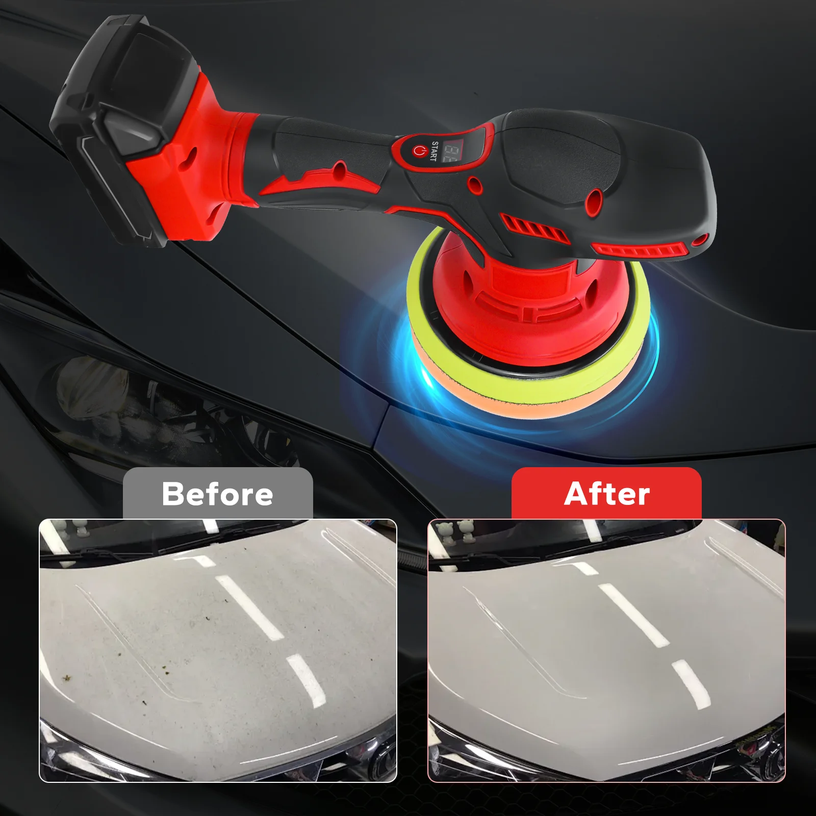 Cordless Car Buffer Polisher for Milwaukee 18V Battery 8 Variable Speed Up to 5000RPM Car Detailing Polishing Waxing(No Battery) view 6