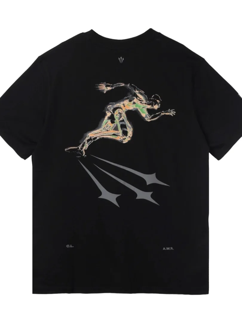 

Drake Collaborative Американская ретро круглая футболка Ne Running Person с принтом, спортивная дышащая футболка из чистого хлопка ort Sve